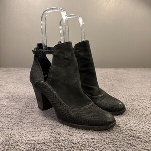 Plomo Booties Womens 39‎ Grey Leather Suede Snake Embossed Ankle Strap Punk Rock